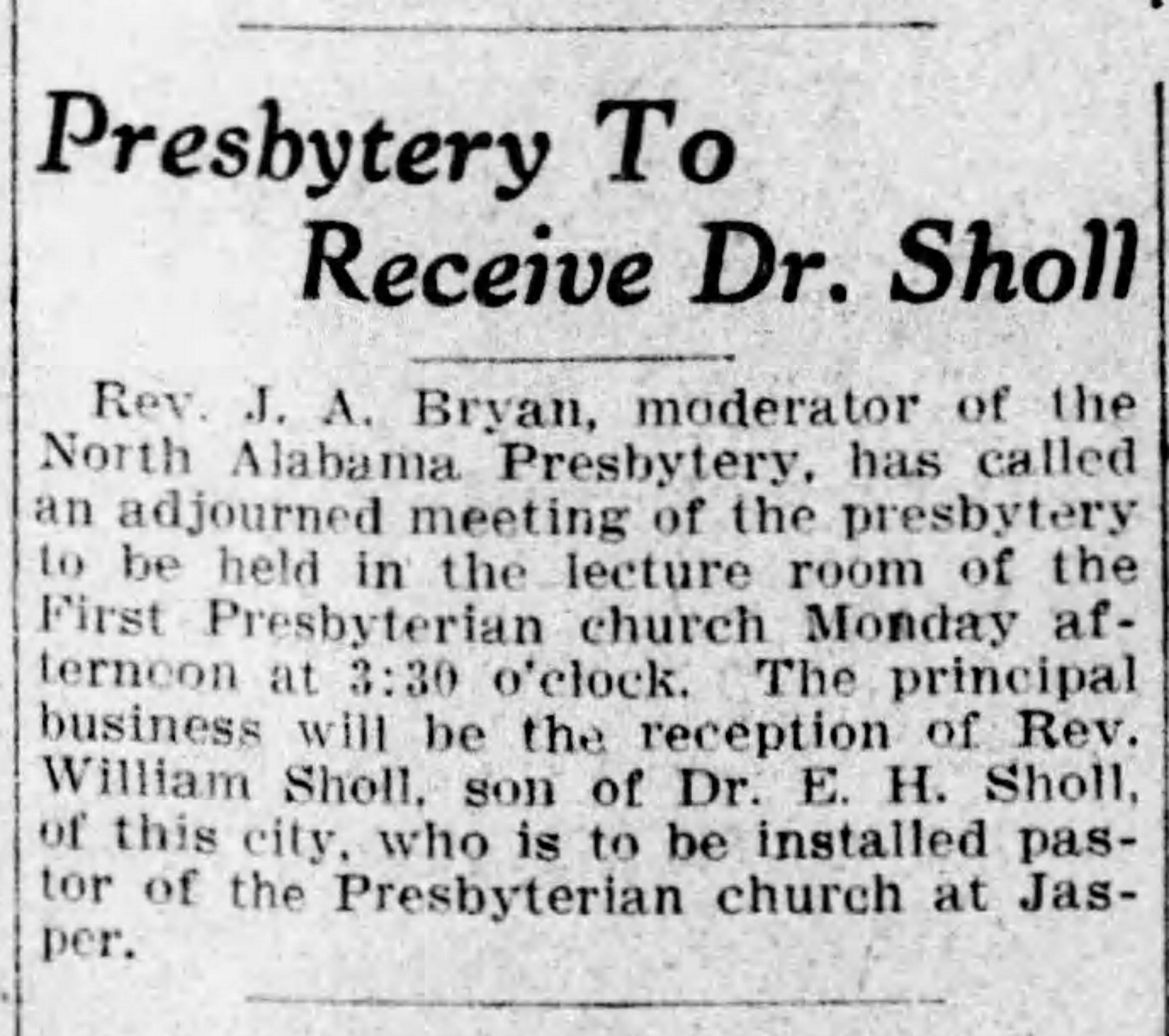 Presbyterians to Receive Dr. Scholl